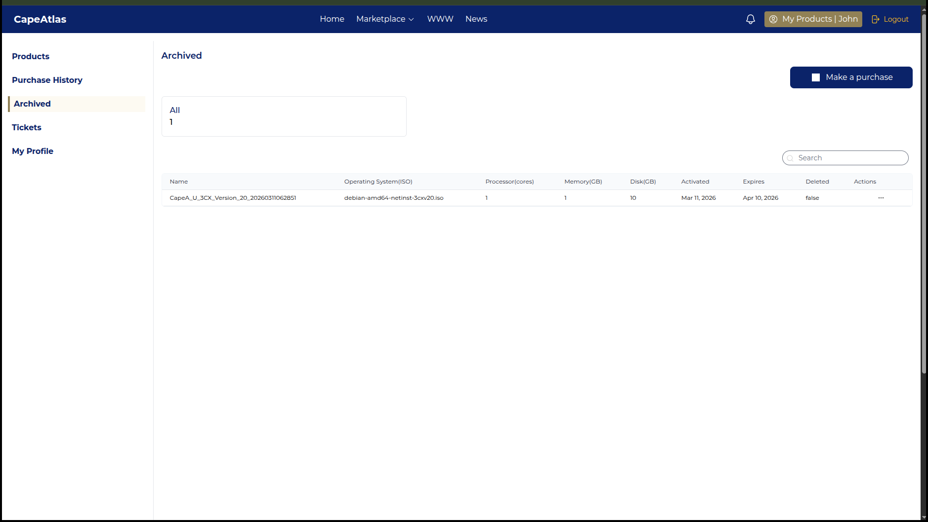 Archives page