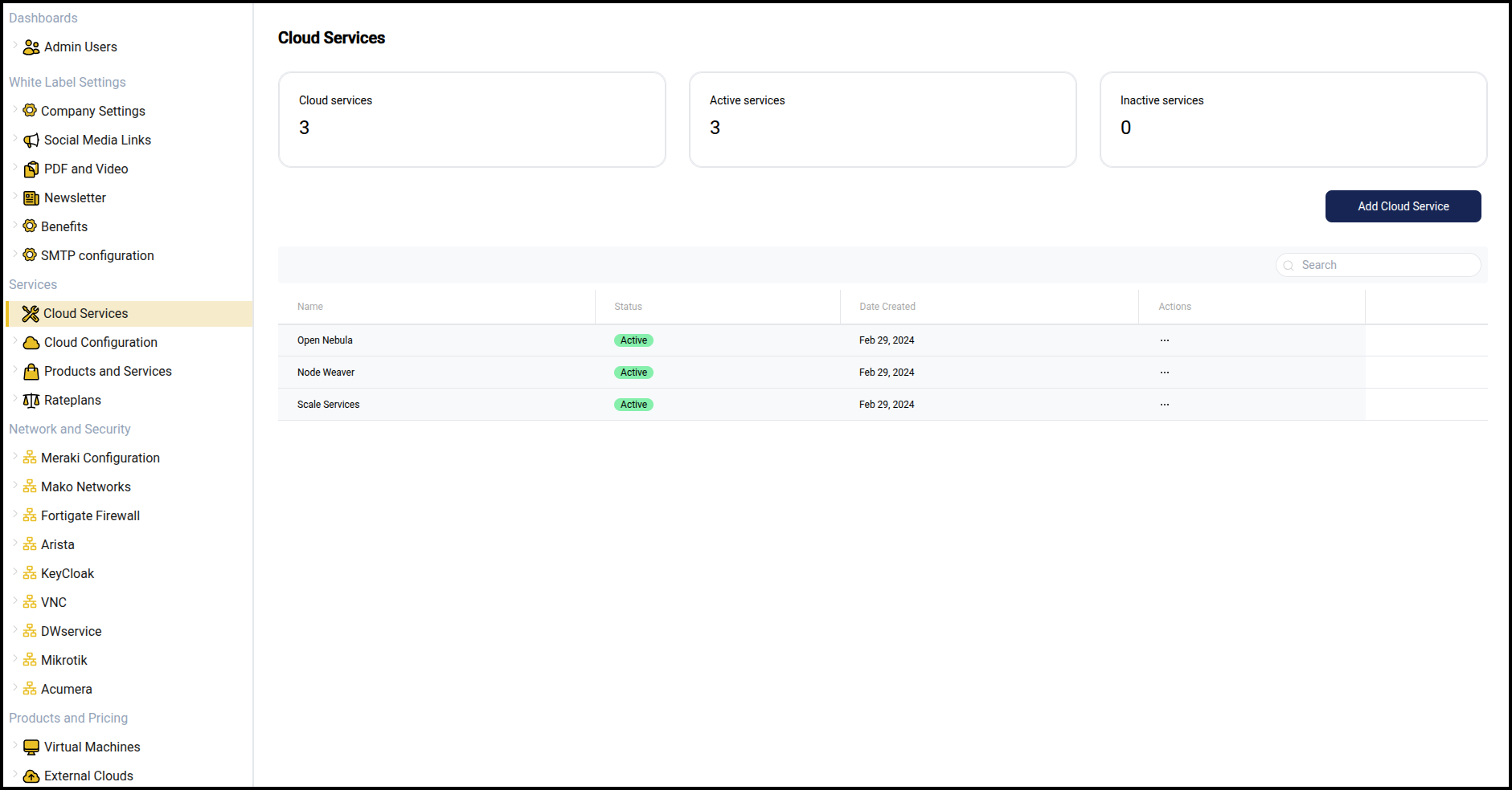 Cloud Services section