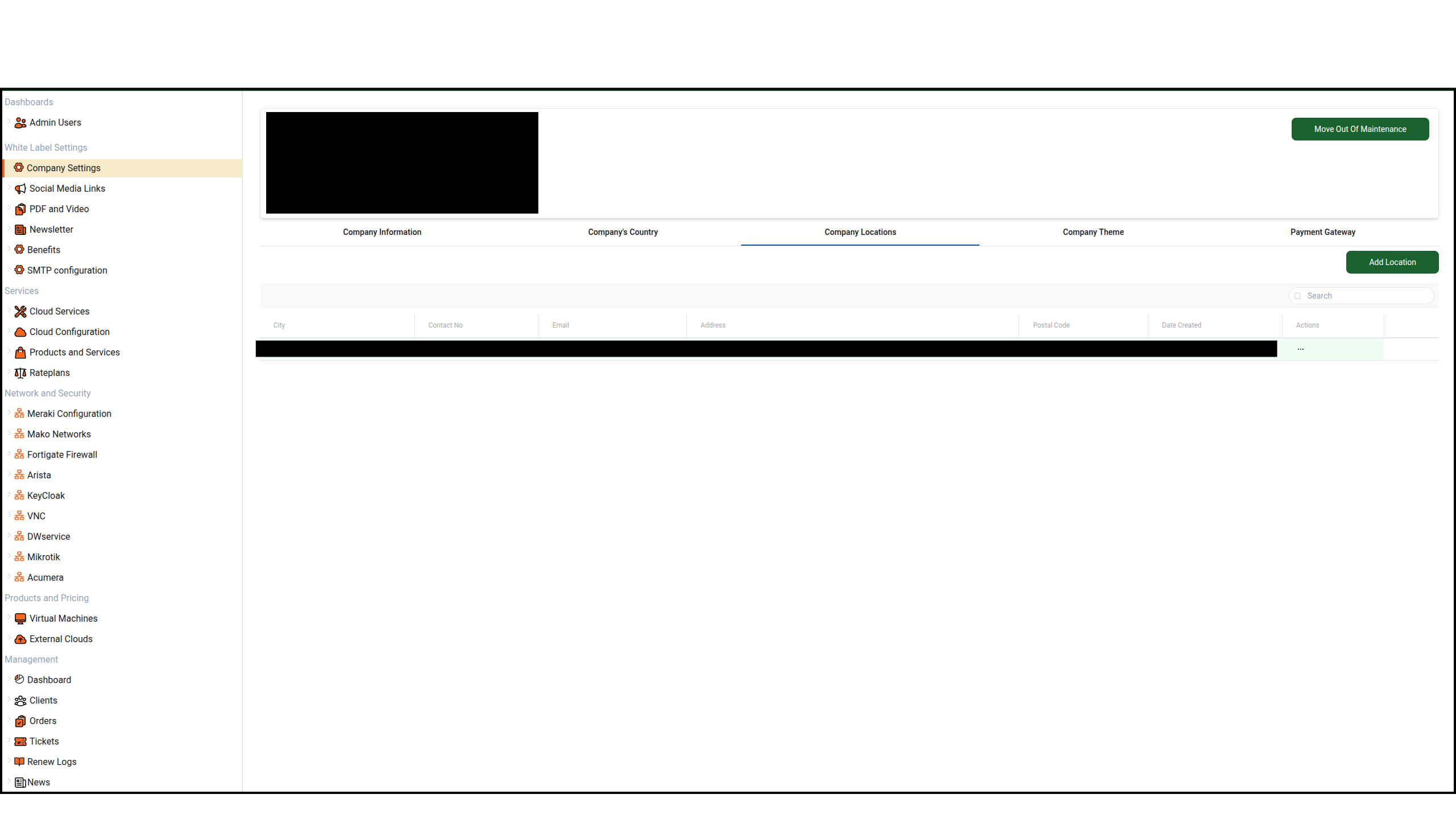 Company Locations tab