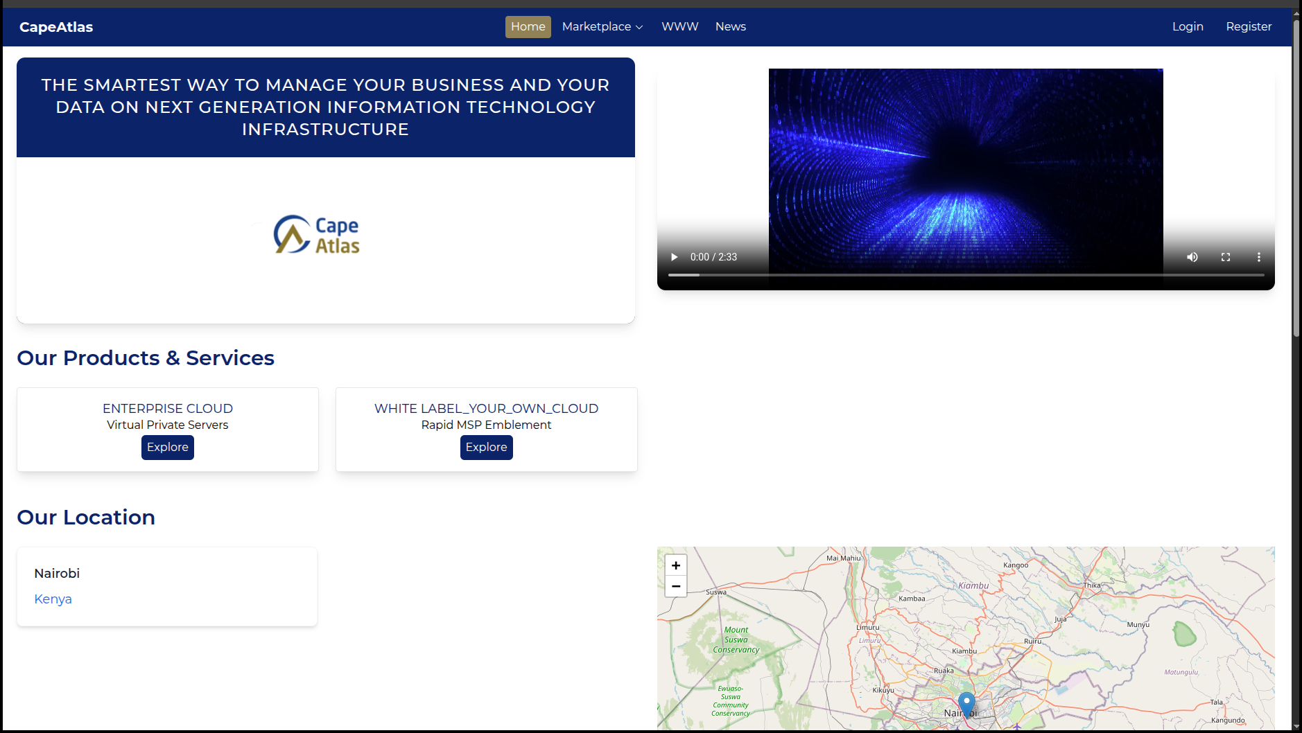 Customer Portal home page