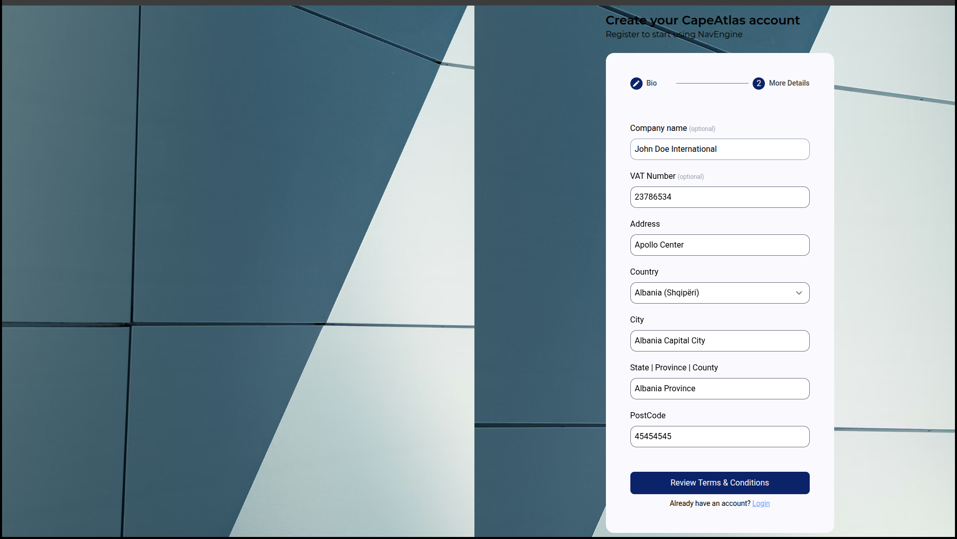 Registration form - page 2