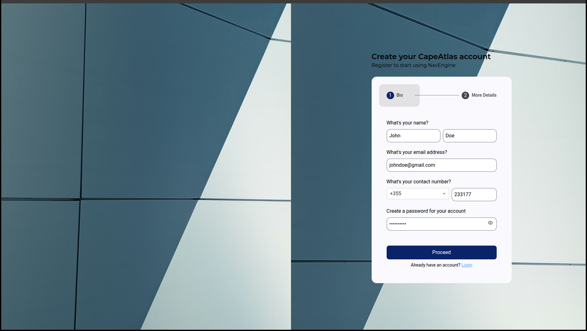 Registration form - page 1