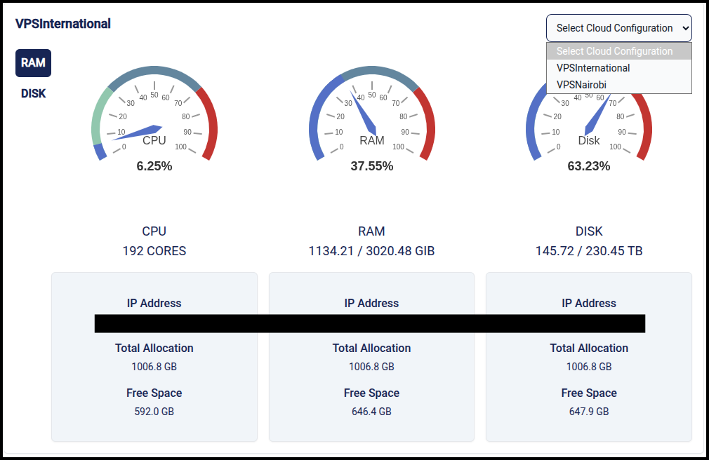 Cloud Configuration selector