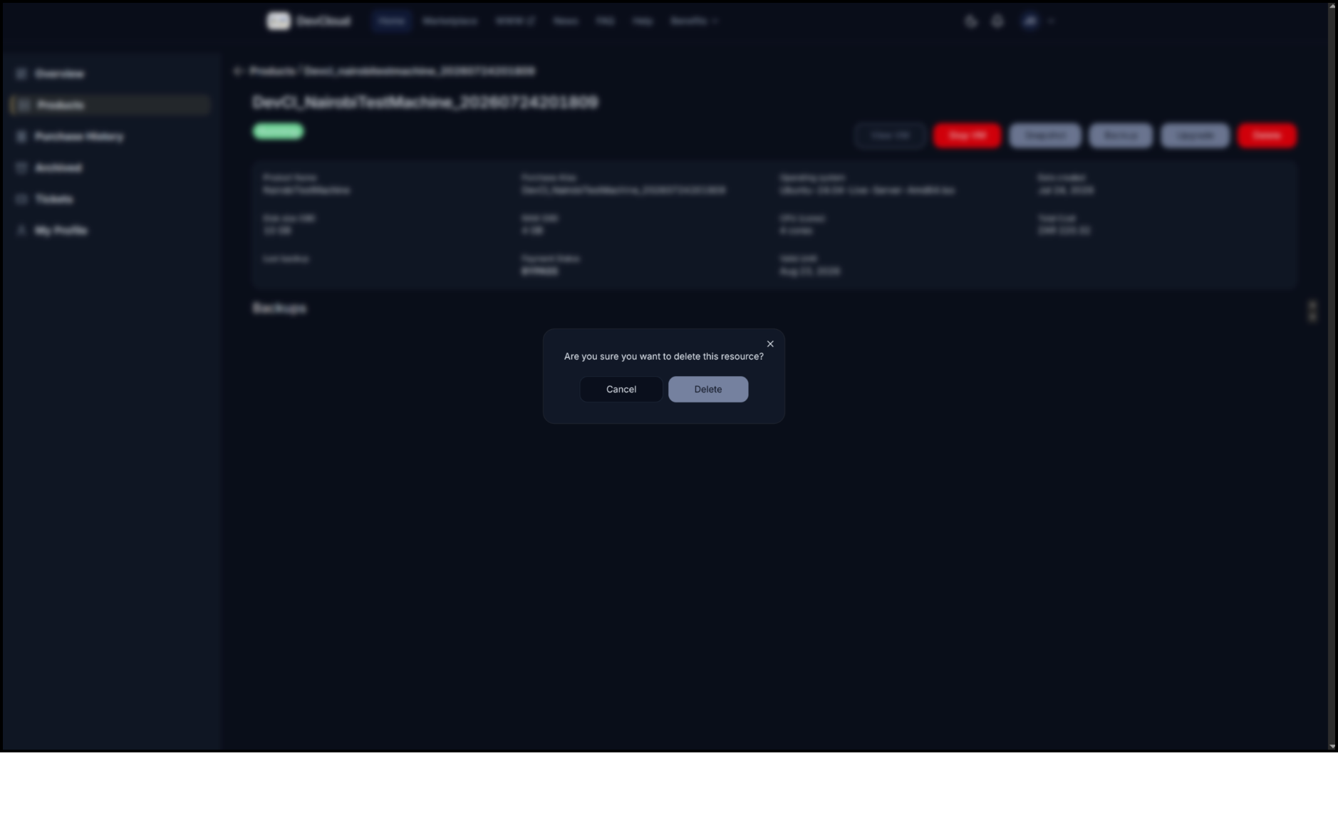Delete confirmation dialog