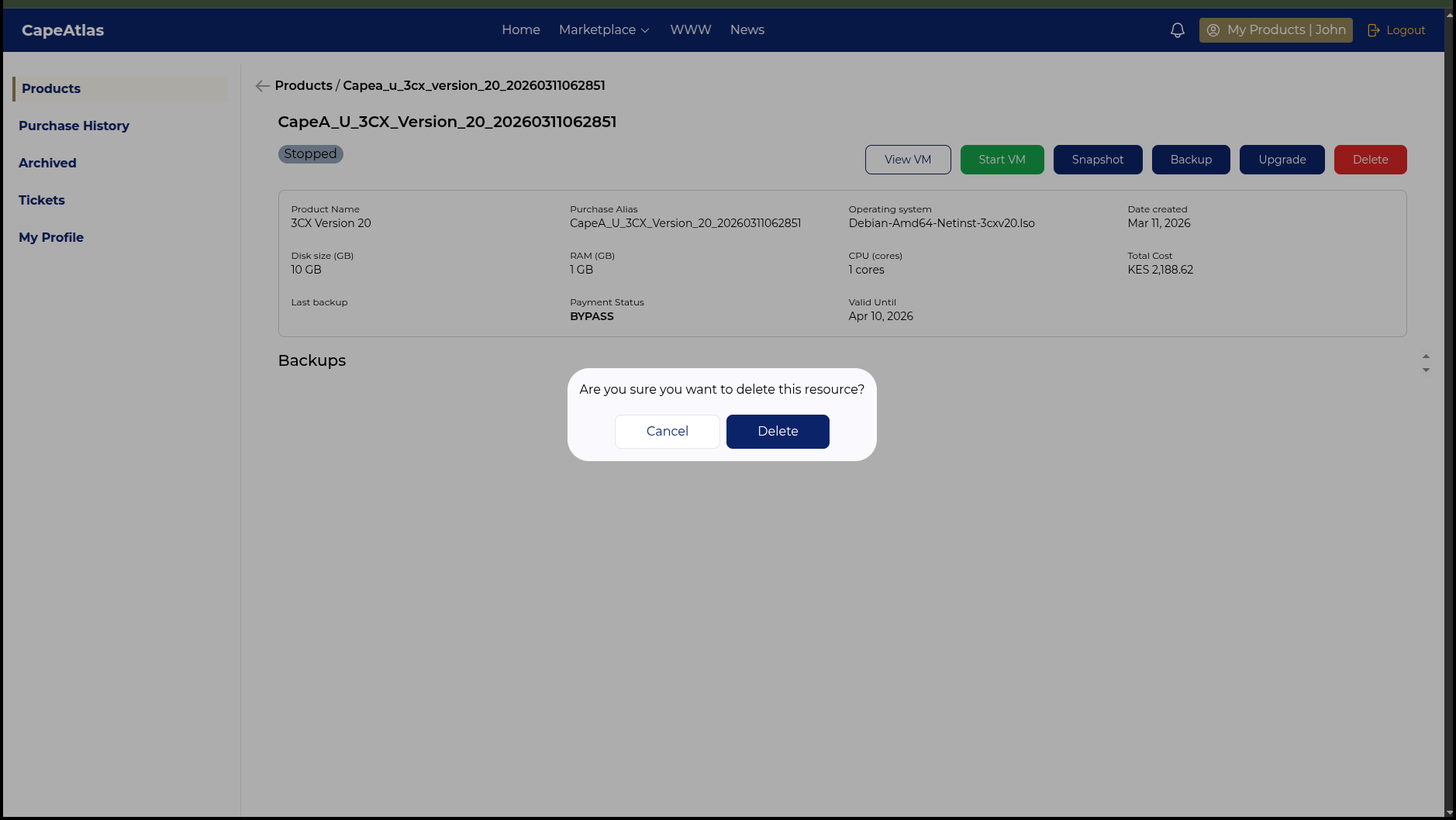 Delete confirmation dialog