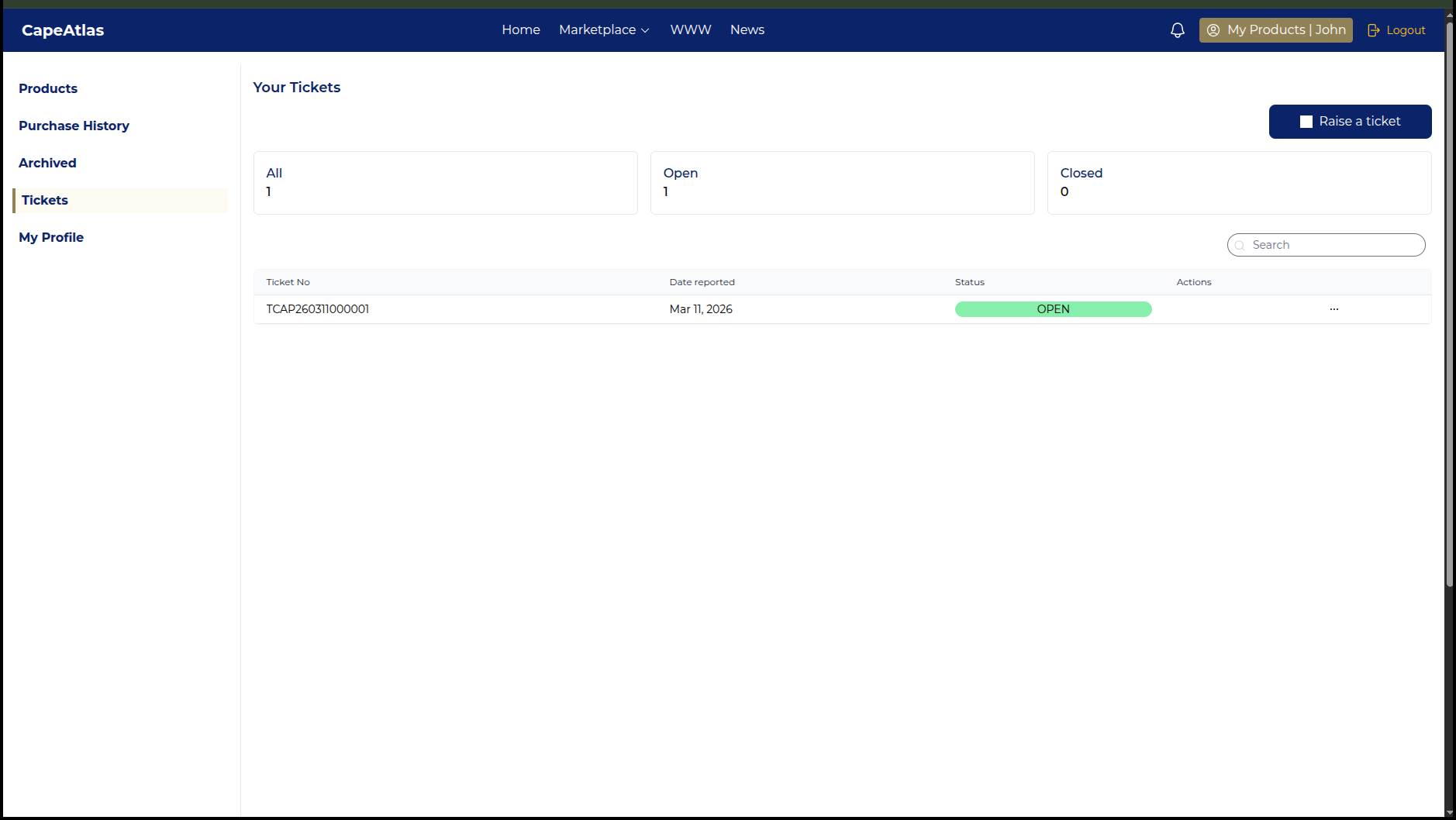 Tickets page